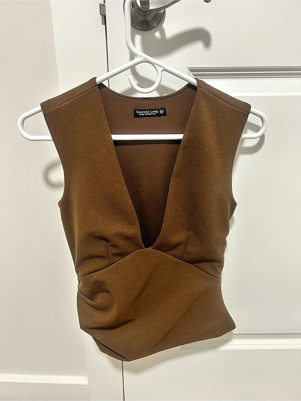 Emerson Lang Brown V-Neck Top